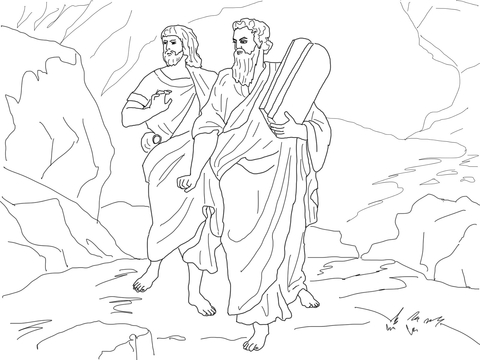 Moses And Joshua Bearing The Law Coloring Page